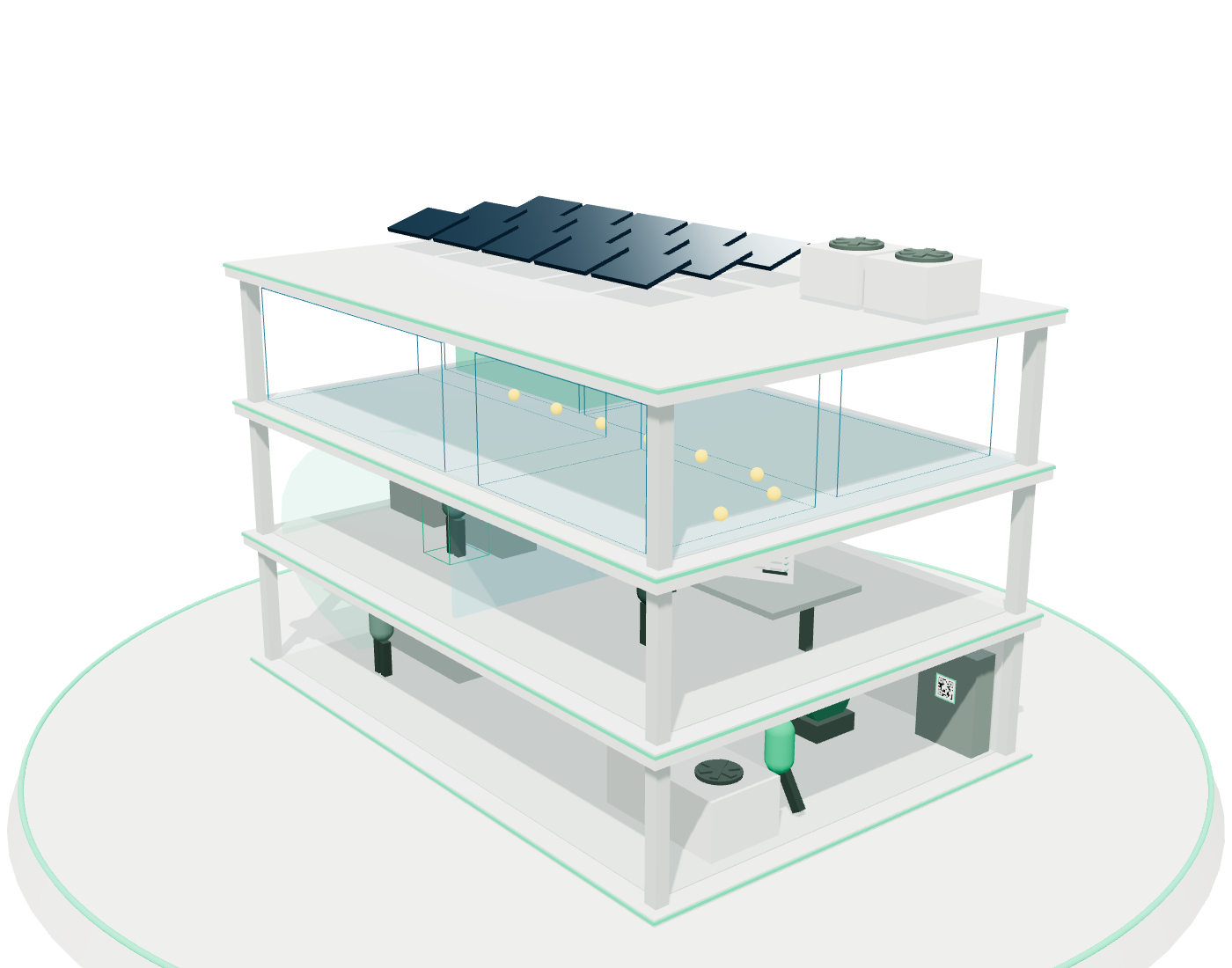 3D model of a building showing where each Mimar AI service works