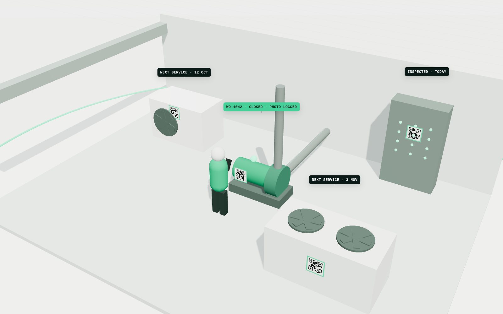 3D scene: Every asset tagged and tracked.